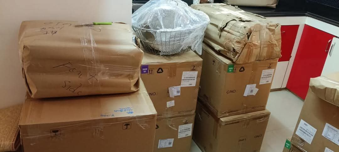 Labelled cartons ready for shifting